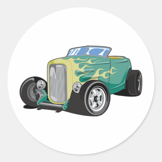 Flamed Roadster Runt Klistermärke (Framsida)