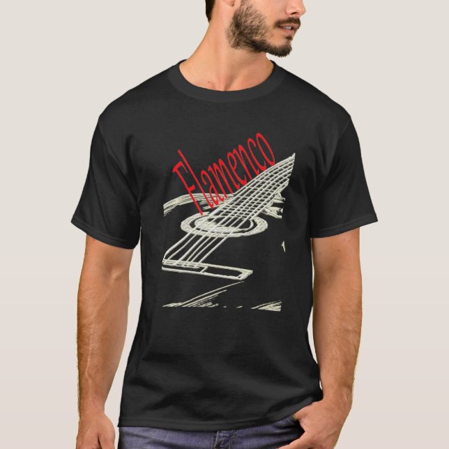 Flamenco Acoustic Guitar Player T Shirt (Framsida)