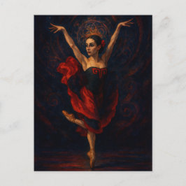 Flamenco Ballerina Red Dress Dance Art-vykort Vykort