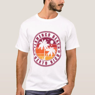 Flamenco Beach Puerto Rico Retro Sunset Souvenir T Shirt