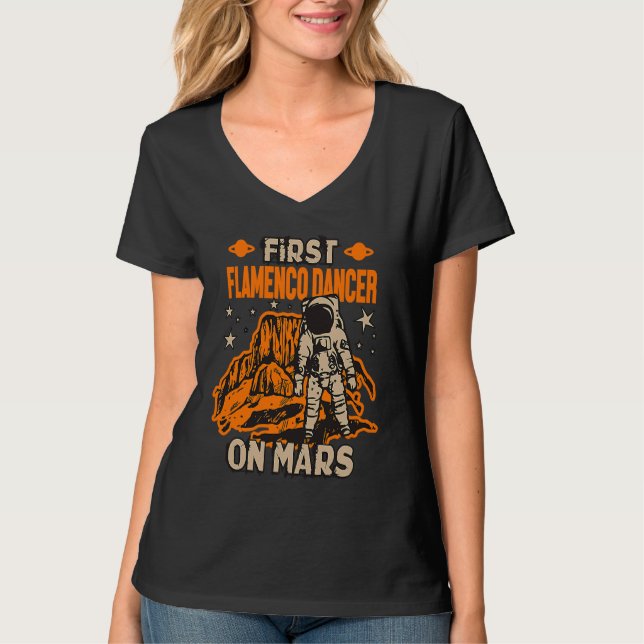 Flamenco Dancer Astronaut T Shirt (Framsida)