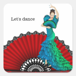 Flamenco dancer fyrkantigt klistermärke