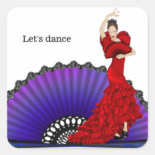 Flamenco dancer fyrkantigt klistermärke (Framsida)