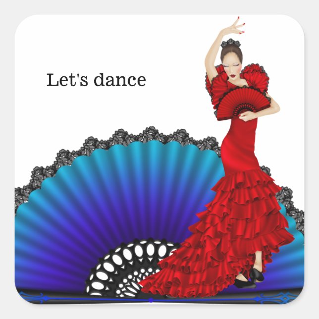 Flamenco dancer fyrkantigt klistermärke (Framsida)