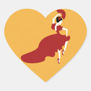 Flamenco Dancer Hjärtformat Klistermärke