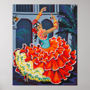Flamenco Dancer i Färg Poster/skriver ut Poster