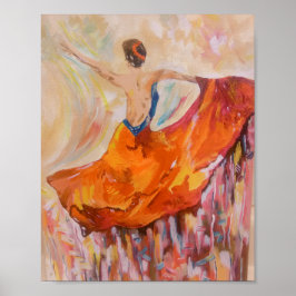 Flamenco Dancer in Red Print Poster