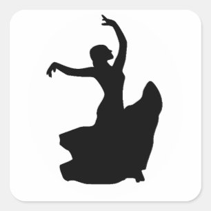 Flamenco Dancer in White Circle Fyrkantigt Klistermärke