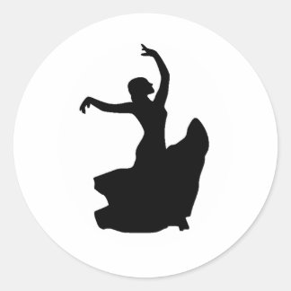 Flamenco Dancer in White Circle Runt Klistermärke
