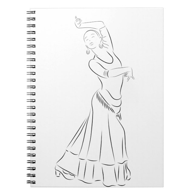 Flamenco Dancer Line Art Anteckningsbok (Framsidan)