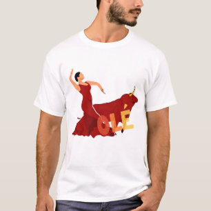 Flamenco Dancer med Bull och Bold Olé Symbol T Shirt