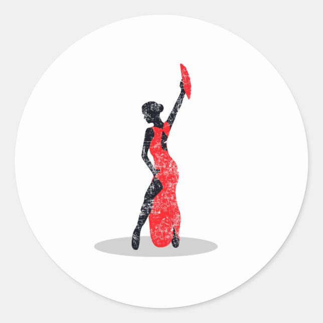 Flamenco Dancer Runt Klistermärke (Framsida)