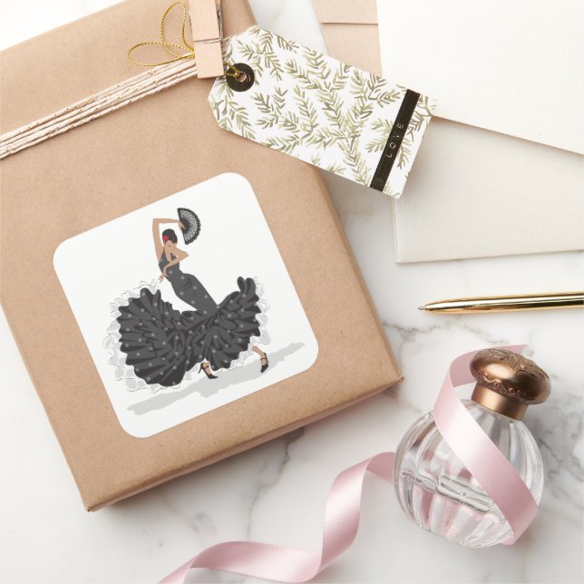 Flamenco Dancer Sticker Lakan Fyrkantigt Klistermärke (Gifting)