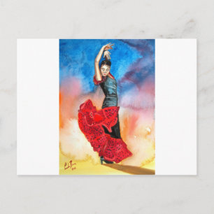 FLAMENCO DANCER vattenfärg Vykort