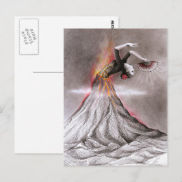 Flamenco dans kvinnlig vulkano surreal pennkonst vykort
