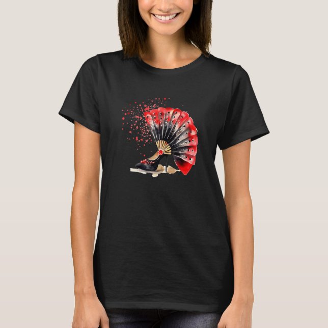 Flamenco Shoes Spanish Dancer High Heels black Dan T Shirt (Framsida)