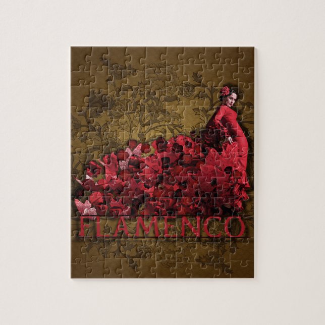 Flamenco Spain Dance Art röd svart brun Pussel (Vertikal)