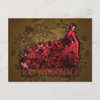 Flamenco Spain Dance Art röd svart brun Vykort