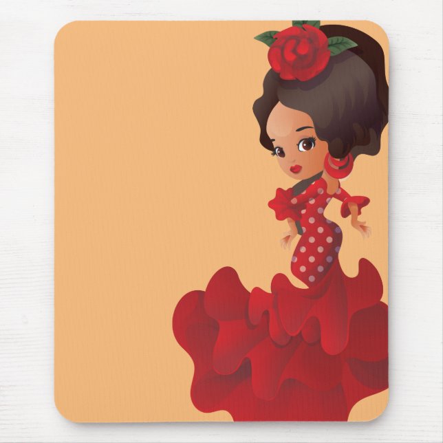 Flamenco tecknad chibi kawaii-flicka musmatta (Framsidan)