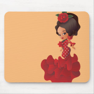Flamenco tecknad chibi kawaii-flicka musmatta