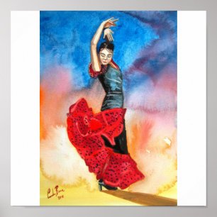 flamencodansareakvarell poster