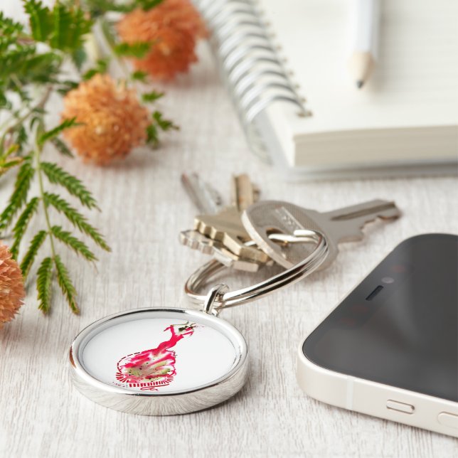 Flamencodansarenyckelring Rund Silverfärgad Nyckelring (Sidan)