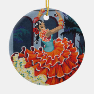 Flamencodansareprydnad Julgransprydnad Keramik