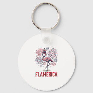 Flamerica Flamingo Patriotisk Vintage T-Shirt Desi Nyckelring
