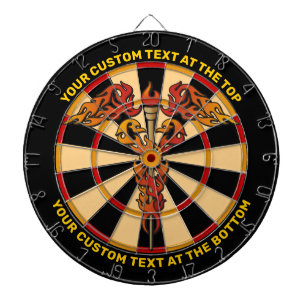 Flames Caduceus Dartboard med Anpassningsbar Text Darttavla