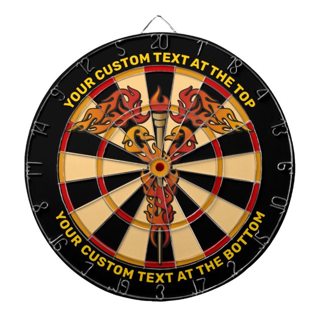 Flames Caduceus Dartboard med Anpassningsbar Text Darttavla (Framsidan)