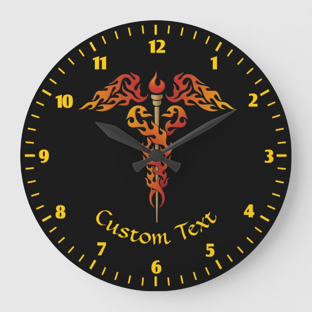 Flames Caduceus Stor Klocka (Framsida)