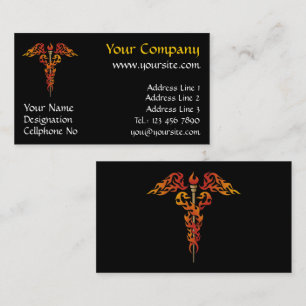 Flames Caduceus Visitkort