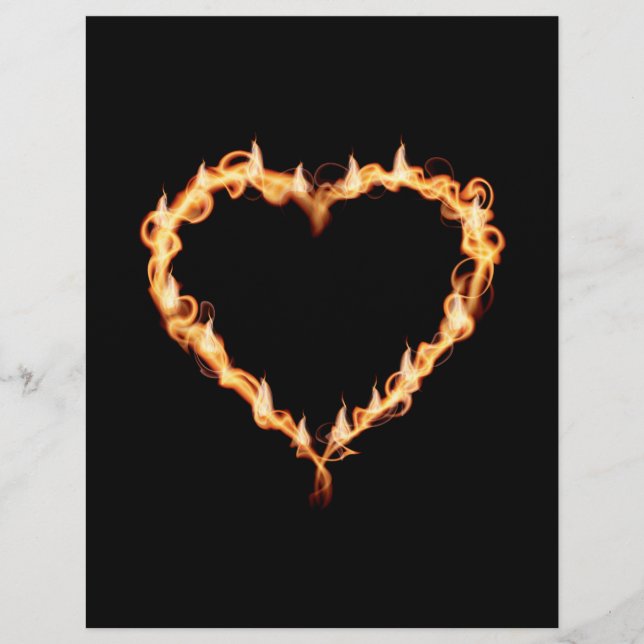 FLAMES HEAT Svart hjärtbrand hett kärlek Reklamblad (Framsidan)