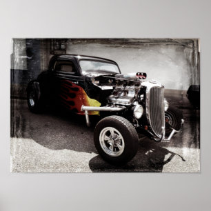 Flames Hot rod Poster