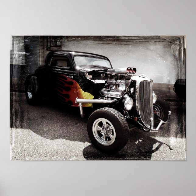 Flames Hot rod Poster (Framsidan)