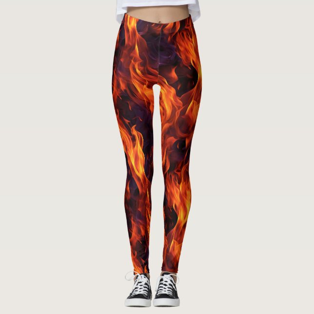 Flames Mönster Leggings (Framsida)