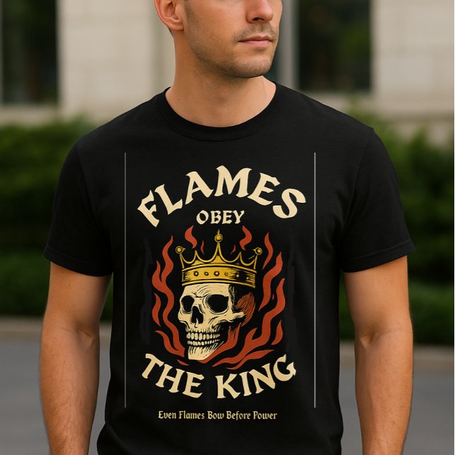 Flames Obey the King – Crowned Skull Fire T-Shirt  (Skapare uppladdad)