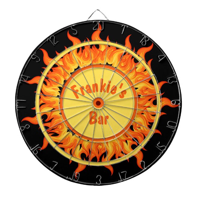 Flames of Fire Black Personalized Darttavla (Framsidan)