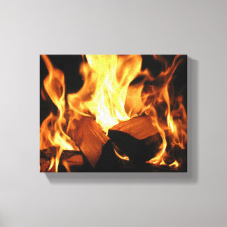 Flames on Burning Logs Canvastryck