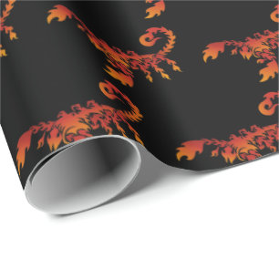 Flames Scorpion Mönster Wrapping Papper Presentpapper