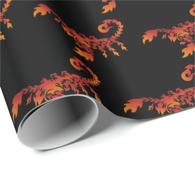 Flames Scorpion Mönster Wrapping Papper Presentpapper (Rullad Hörn)