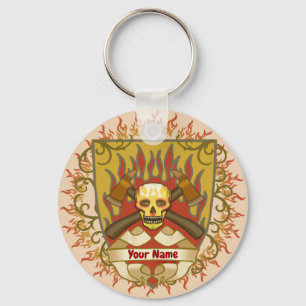 Flames Shield Firefighter Nyckelring
