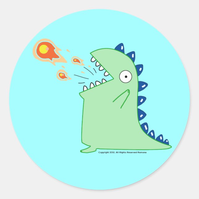 Flamey de Dragon Stickers Runt Klistermärke (Framsida)