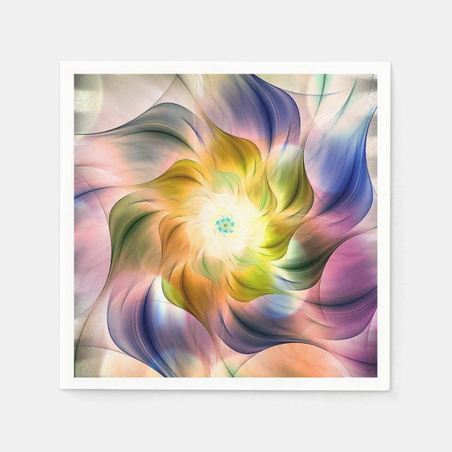 Flamfärgad flamma Fractal Flower Pappersservett (Framsidan)