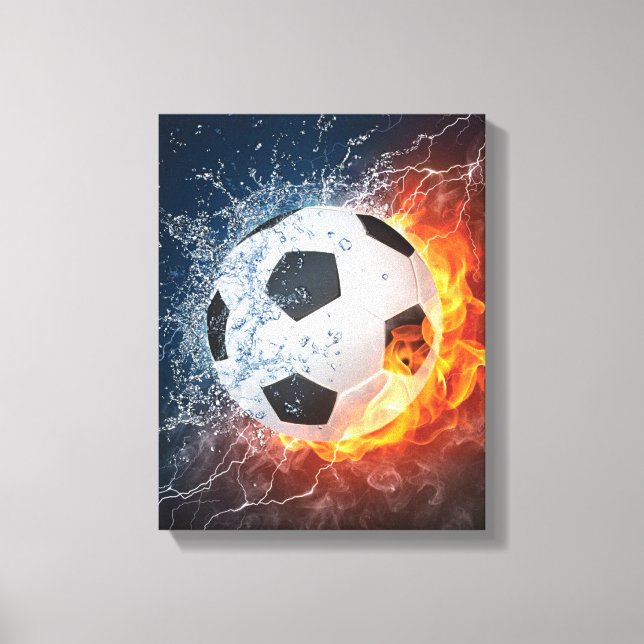 Flamfotboll/Fotboll i fotboll/Fotboll i Dekorativ  Canvastryck (Framsida)