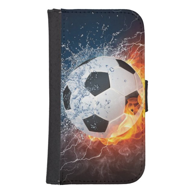 Flamfotboll/Fotboll i fotboll/Fotboll i Dekorativ  Galaxy S4 Plånbok (Framsidan)