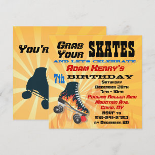 Flamfyllningsroller Skating Födelsedagsfest inbjud Inbjudningar