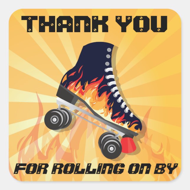 Flamfyllningsroller Skating Sticker Fyrkantigt Klistermärke (Framsida)