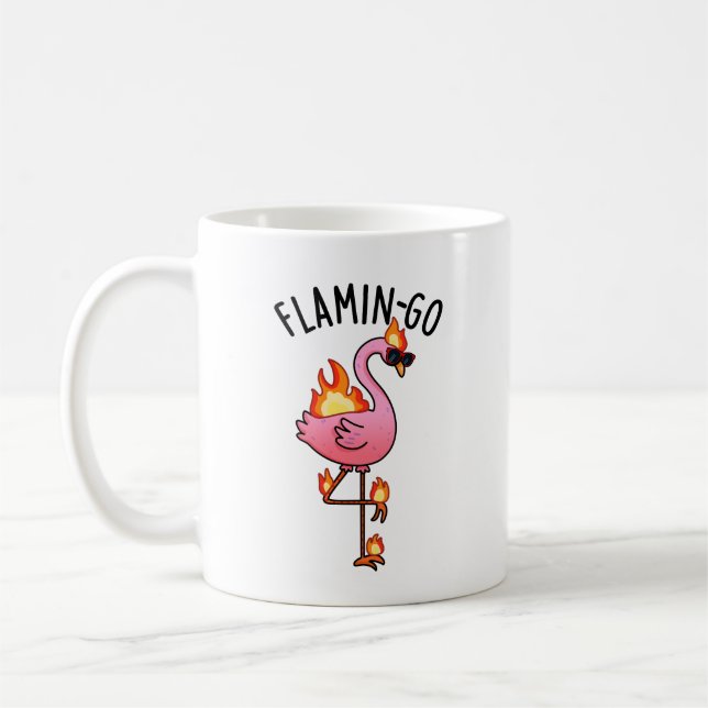 Flamin-go Funny Flamingo Pun Kaffemugg (Vänster)
