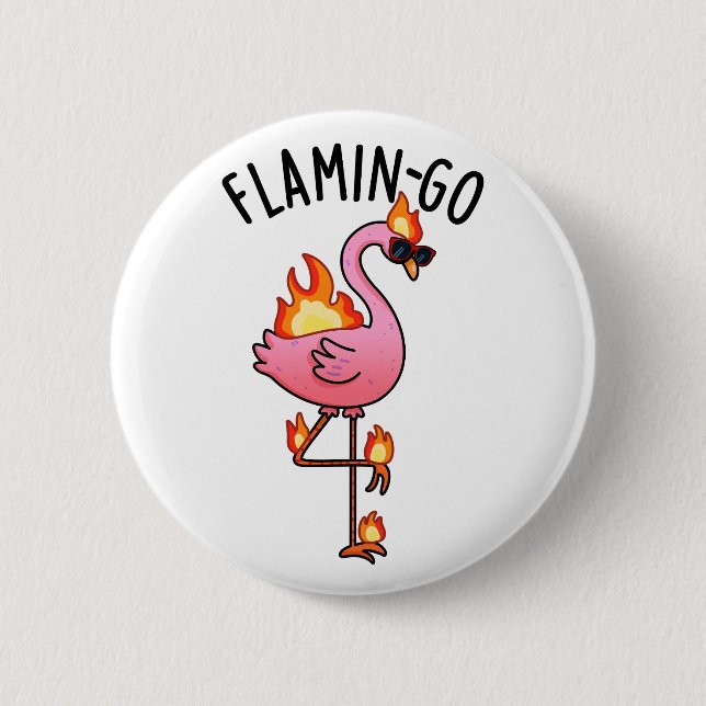 Flamin-go Funny Flamingo Pun Knapp (Framsida)